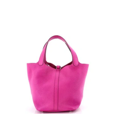 Pre-owned Hermes  Hermes Picotin Lock Bag Clemence Mm In Pink
