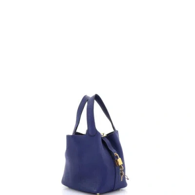 Pre-owned Hermes  Hermes Picotin Lock Bag Maurice Pm In Blue