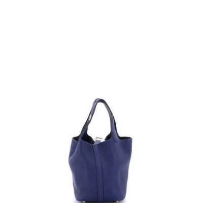 Pre-owned Hermes  Hermes Picotin Lock Bag Maurice Pm In Blue