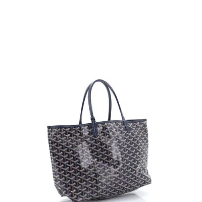 Pre-owned Goyard  Goyard Saint Louis Tote Coated Canvas Pm In Blue