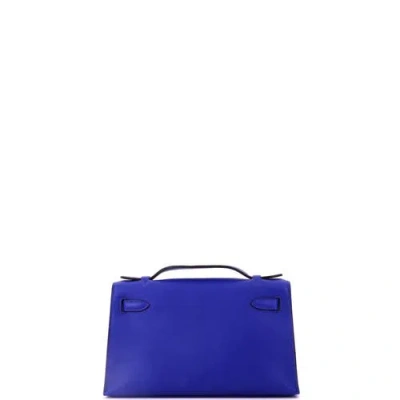Pre-owned Hermes  Hermes Kelly Pochette Swift In Blue