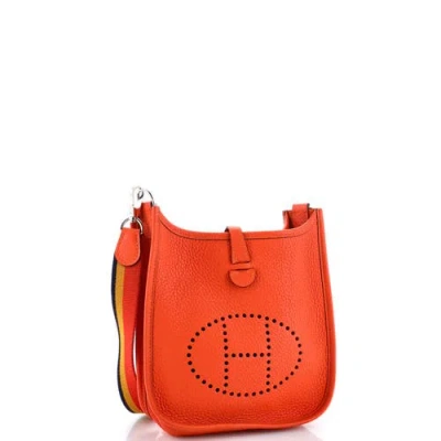 Pre-owned Hermes  Hermes Evelyne Bag Gen Iii Clemence Tpm In Orange