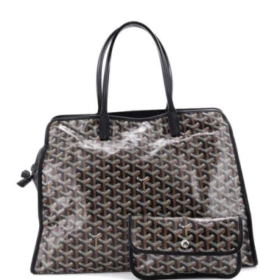 Pre-owned Goyard  Goyard Hardy Pet Carrier Coated Canvas Pm In Black