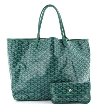 Pre-owned Goyard  Goyard Anjou Reversible Tote Coated Canvas Gm In Green