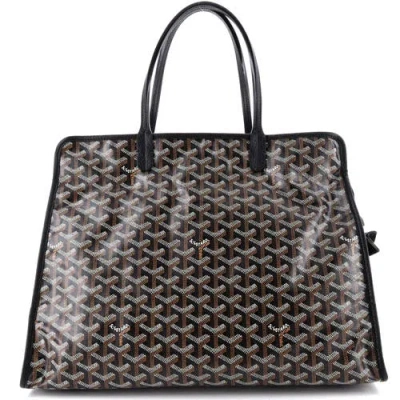 Pre-owned Goyard  Goyard Hardy Pet Carrier Coated Canvas Pm In Black