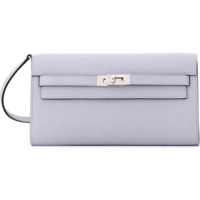 Pre-owned Hermes  Hermes Kelly To Go Wallet Epsom In Purple