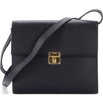 Pre-owned Hermes  Hermes Clic Wallet On Strap Epsom 16 In Black