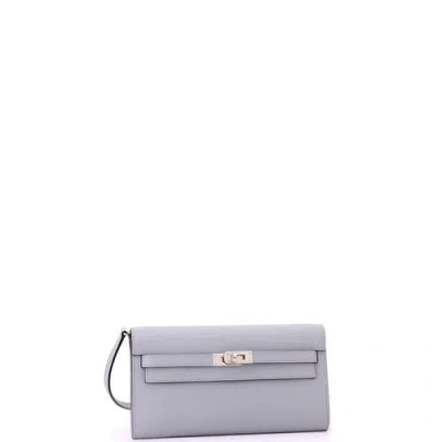 Pre-owned Hermes  Hermes Kelly To Go Wallet Epsom In Purple