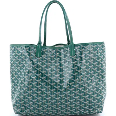 Pre-owned Goyard  Goyard Saint Louis Tote Coated Canvas Pm In Green