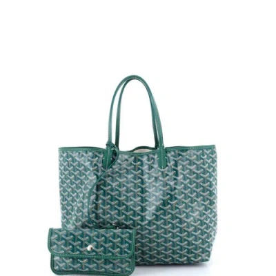 Pre-owned Goyard  Goyard Saint Louis Tote Coated Canvas Pm In Green