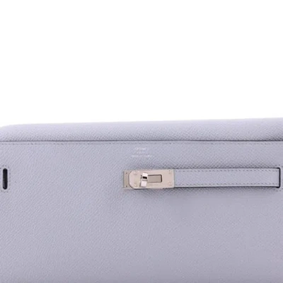 Pre-owned Hermes  Hermes Kelly To Go Wallet Epsom In Purple