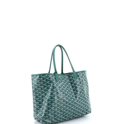 Pre-owned Goyard  Goyard Saint Louis Tote Coated Canvas Pm In Green