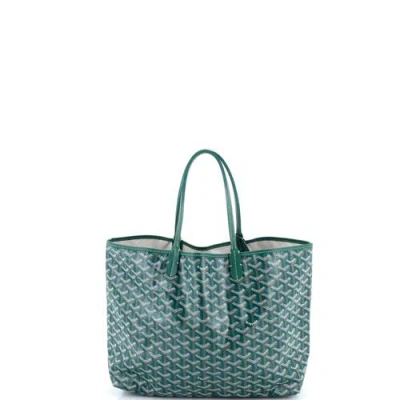 Pre-owned Goyard  Goyard Saint Louis Tote Coated Canvas Pm In Green