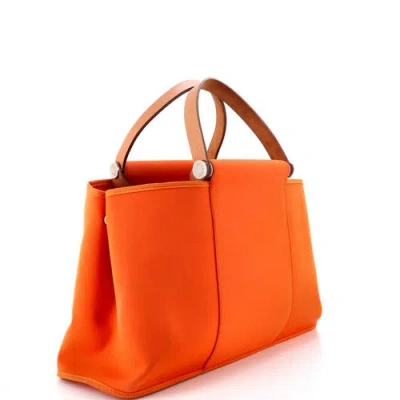 Pre-owned Hermes  Hermes Cabag Elan Toile And Leather 39 In Orange