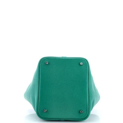 Pre-owned Hermes  Hermes Picotin Lock Bag Clemence Mm In Green