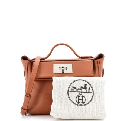 Pre-owned Hermes  Hermes 24/24 Bag Evercolor With Swift 21 In Burgundy