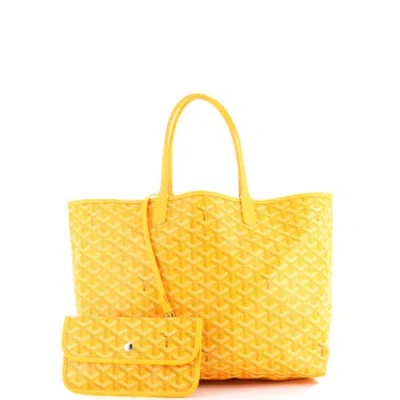 Pre-owned Goyard  Goyard Saint Louis Tote Coated Canvas Pm In Yellow