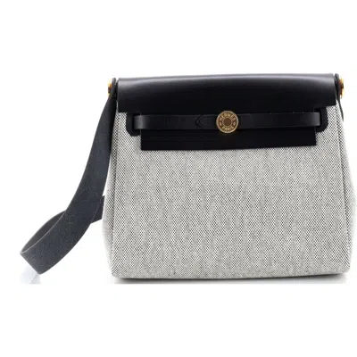 Pre-owned Hermes  Hermes Herbag Zip Toile And Leather 20 In Black