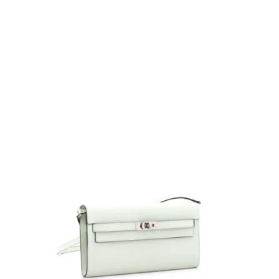 Pre-owned Hermes  Hermes Kelly To Go Wallet Epsom In Green