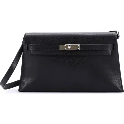 Pre-owned Hermes  Hermes Kelly Elan Shoulder Bag Chevre Chamkila In Black