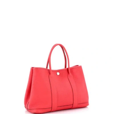 Pre-owned Hermes  Hermes Garden Party Tote Leather 30 In Red