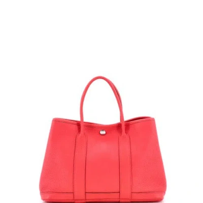 Pre-owned Hermes  Hermes Garden Party Tote Leather 30 In Red
