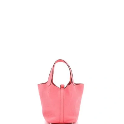 Pre-owned Hermes  Hermes Eclat Picotin Lock Bag Clemence Pm In Pink