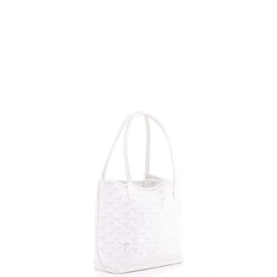 Pre-owned Goyard  Goyard Anjou Reversible Tote Coated Canvas Mini In White
