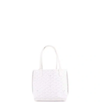 Pre-owned Goyard  Goyard Anjou Reversible Tote Coated Canvas Mini In White