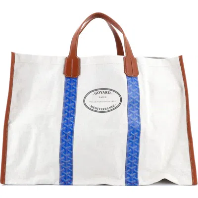 Pre-owned Goyard  Goyard Mediterranee Saint-tropez Reversible Tote Coated Canvas In Blue