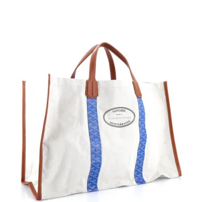 Pre-owned Goyard  Goyard Mediterranee Saint-tropez Reversible Tote Coated Canvas In Blue