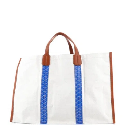 Pre-owned Goyard  Goyard Mediterranee Saint-tropez Reversible Tote Coated Canvas In Blue
