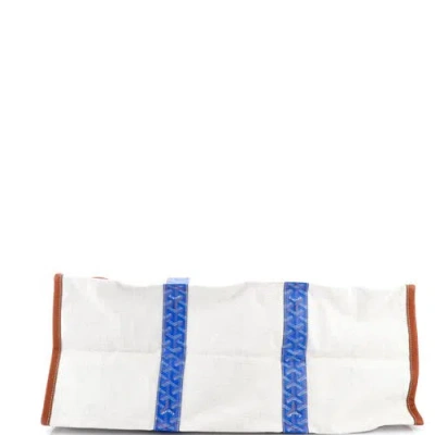 Pre-owned Goyard  Goyard Mediterranee Saint-tropez Reversible Tote Coated Canvas In Blue