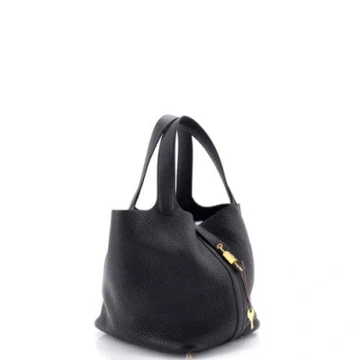Pre-owned Hermes  Hermes Picotin Lock Bag Clemence Mm In Black