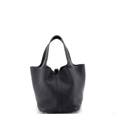 Pre-owned Hermes  Hermes Picotin Lock Bag Clemence Mm In Black