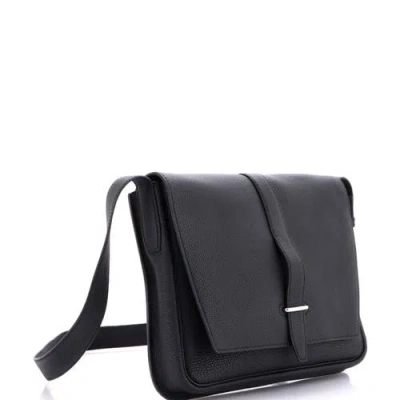 Pre-owned Hermes  Hermes Steve Light Junior Messenger Bag Togo In Black