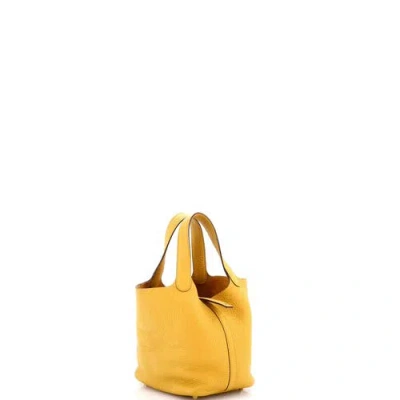 Pre-owned Hermes  Hermes Picotin Lock Bag Clemence Pm In Yellow
