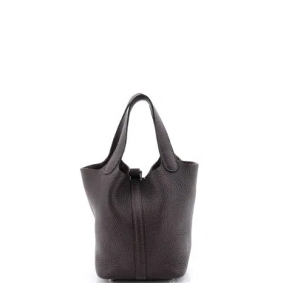 Pre-owned Hermes  Hermes Picotin Lock Bag Clemence Pm In Brown