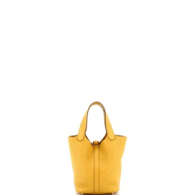 Pre-owned Hermes  Hermes Picotin Lock Bag Clemence Pm In Yellow