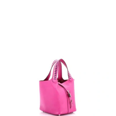 Pre-owned Hermes  Hermes Picotin Lock Bag Tressage Epsom Pm In Pink