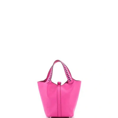 Pre-owned Hermes  Hermes Picotin Lock Bag Tressage Epsom Pm In Pink