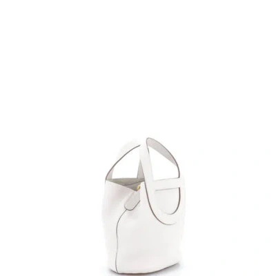 Pre-owned Hermes  Hermes In-the-loop Bag Clemence With Swift 18 In White