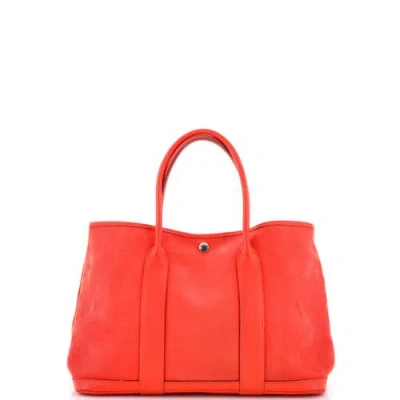 Pre-owned Hermes  Hermes Garden Party Tote Toile And Leather 36 In Red