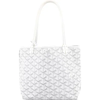 Pre-owned Goyard  Goyard Saint Louis Junior Tote Coated Canvas In White
