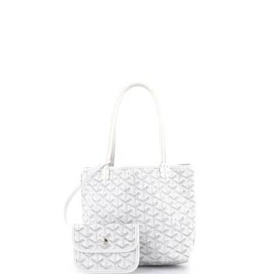 Pre-owned Goyard  Goyard Saint Louis Junior Tote Coated Canvas In White