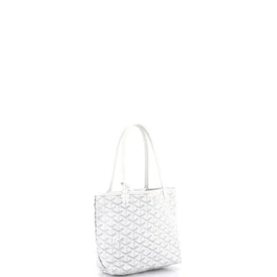 Pre-owned Goyard  Goyard Saint Louis Junior Tote Coated Canvas In White