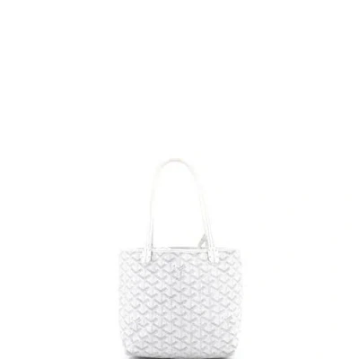 Pre-owned Goyard  Goyard Saint Louis Junior Tote Coated Canvas In White