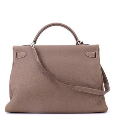 Pre-owned Hermes  Hermes Kelly Handbag Grey Togo With Palladium Hardware 40 In Brown