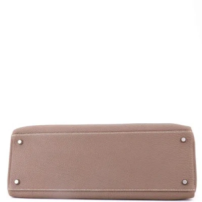 Pre-owned Hermes  Hermes Kelly Handbag Grey Togo With Palladium Hardware 40 In Brown