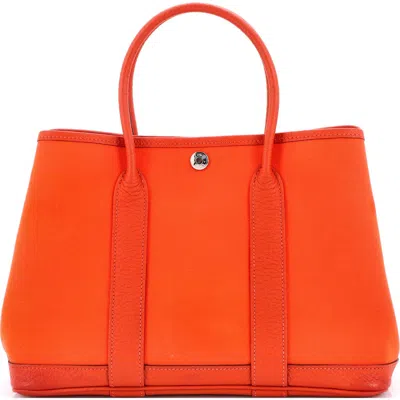 Pre-owned Hermes  Hermes Garden Party Tote Toile And Leather 30 In Orange